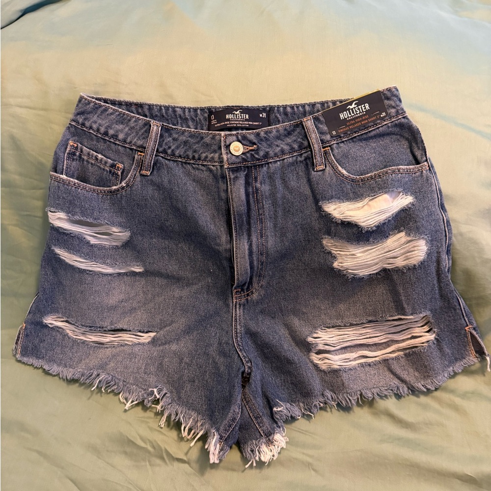 Hollister Women's Ripped Blue Jean Shorts